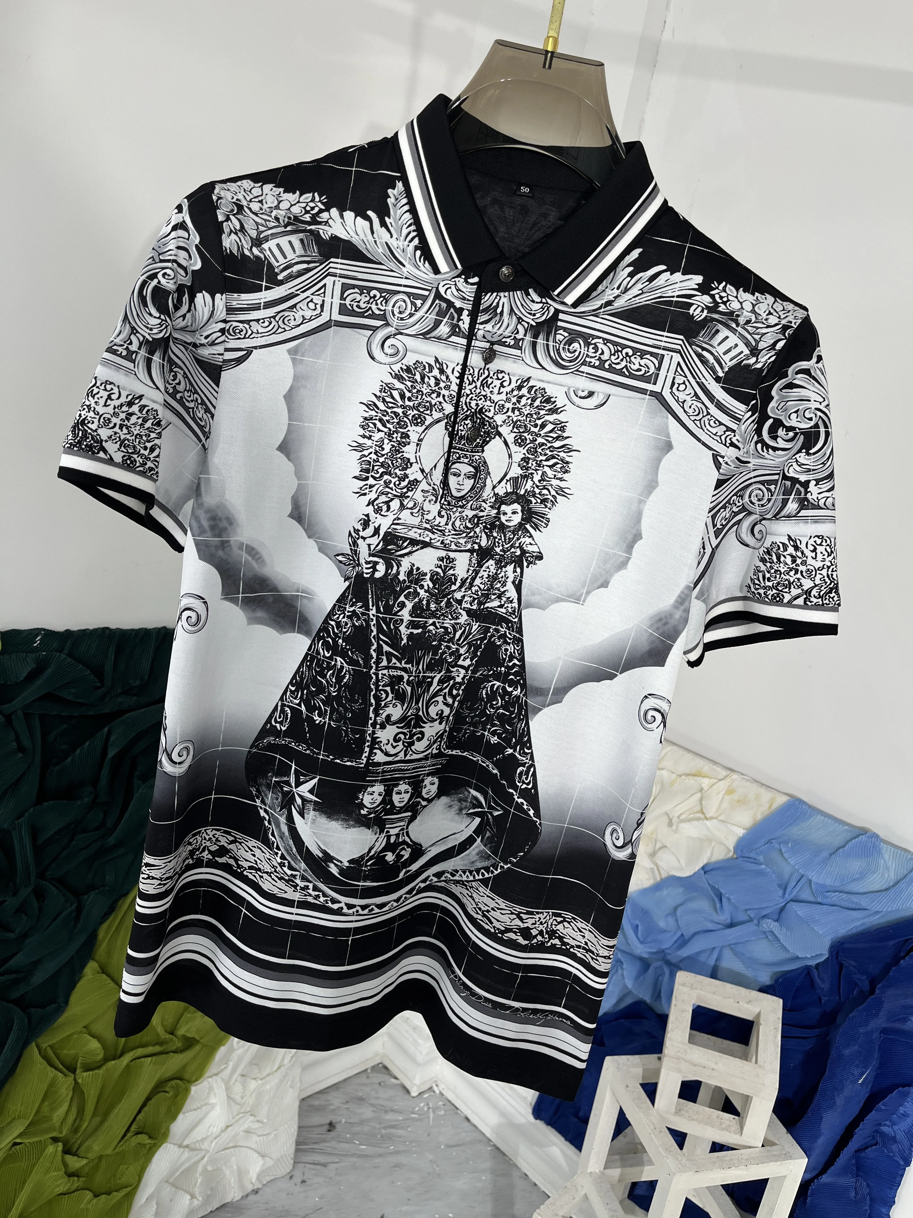 2024 Spring Summer Hot Fashion Men's High Quality Print Short-sleeves Polo Shirt C313