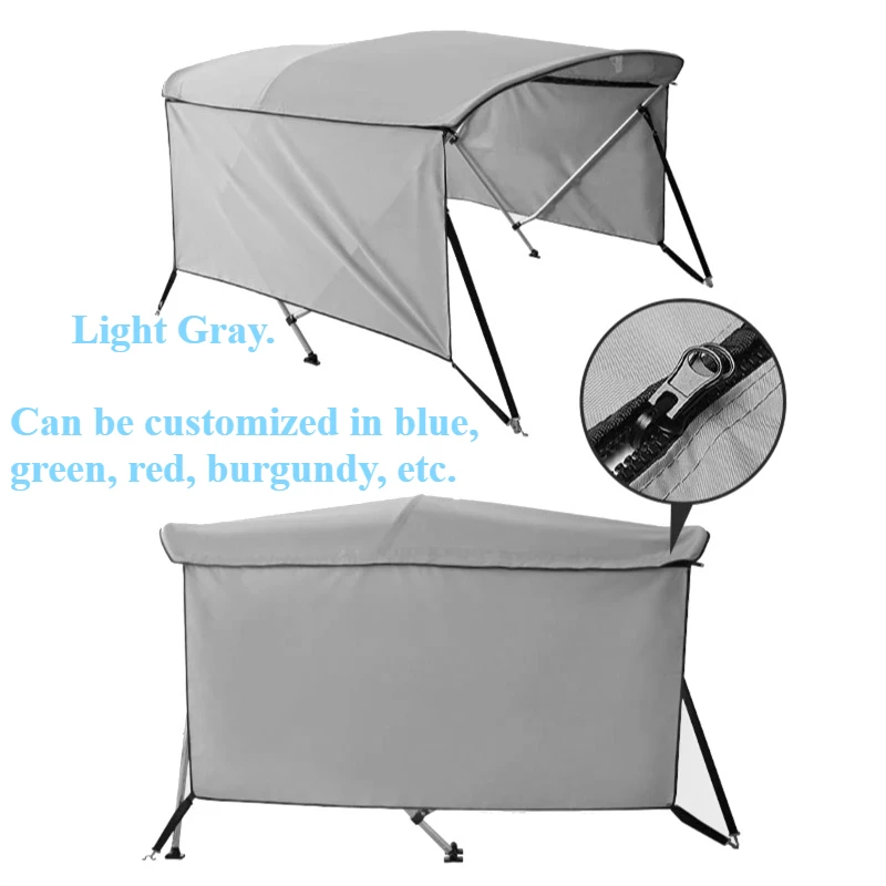 3/4 Bow Bimini Top Boat Canopy Bimini Top Aluminum Tube Add Sidewalls Sun Shade for Boats Customized Size