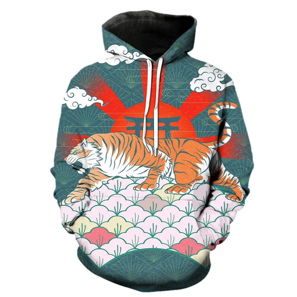 

Cartoon Animal Tiger Men's Hoodies Teens Streetwear Spring Casual 2022 Hot Sale Pullover With Hood Jackets Cool Long Sleeve Tops
