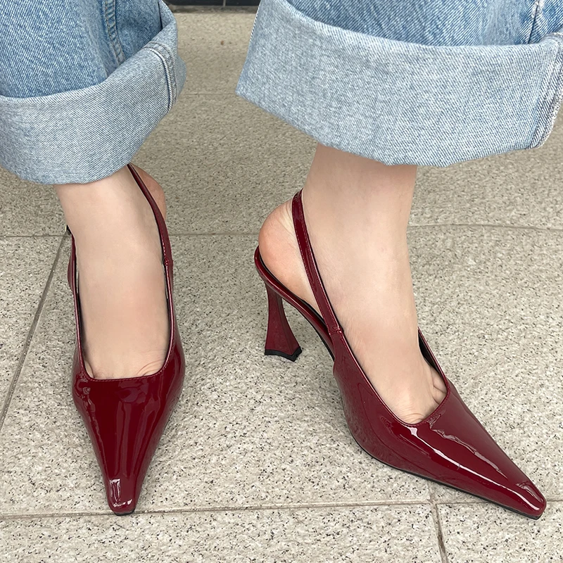 Czółenka sandały obuwie damskie buty na wysokim obcasie buty z modna klamra paskiem damskie szpiczaste noski eleganckie damskie buty sandały na
