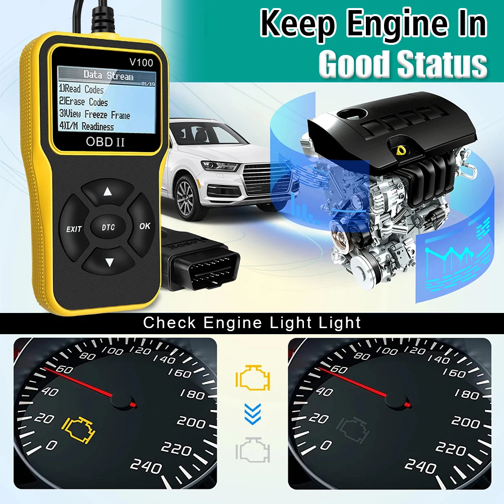 

Автомобильные аксессуары OBD 2 сканер автомобильные диагностические инструменты V100 OBD2 считыватель кодов диагностический инструмент двигателя цифровой дисплей 16-контактный
