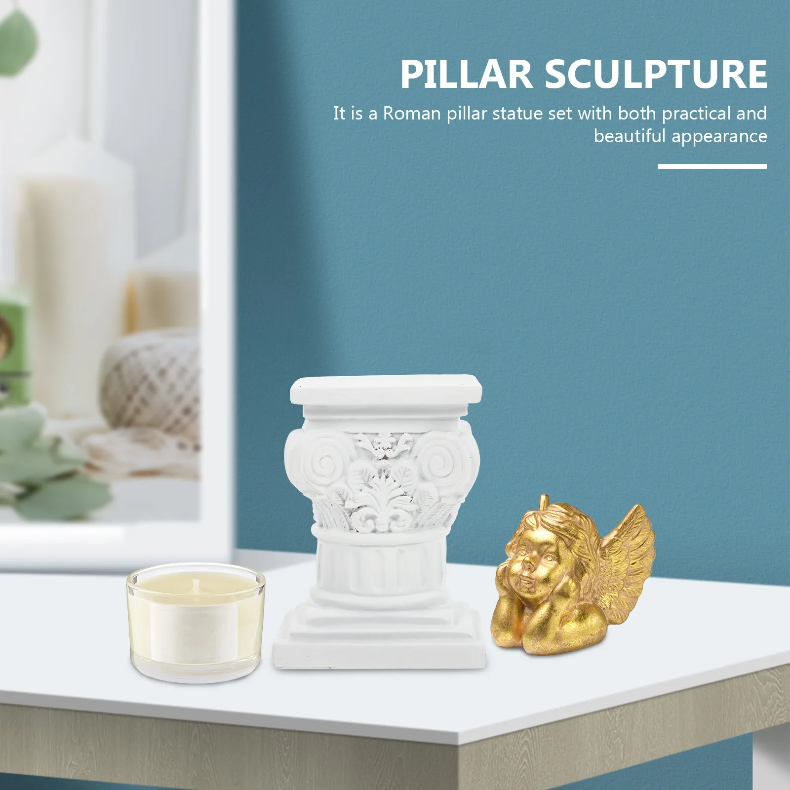Roman Pillar Statue Resin Sculpture Elegant Decor for Home Garden Balcony Living Room Office Photography Prop