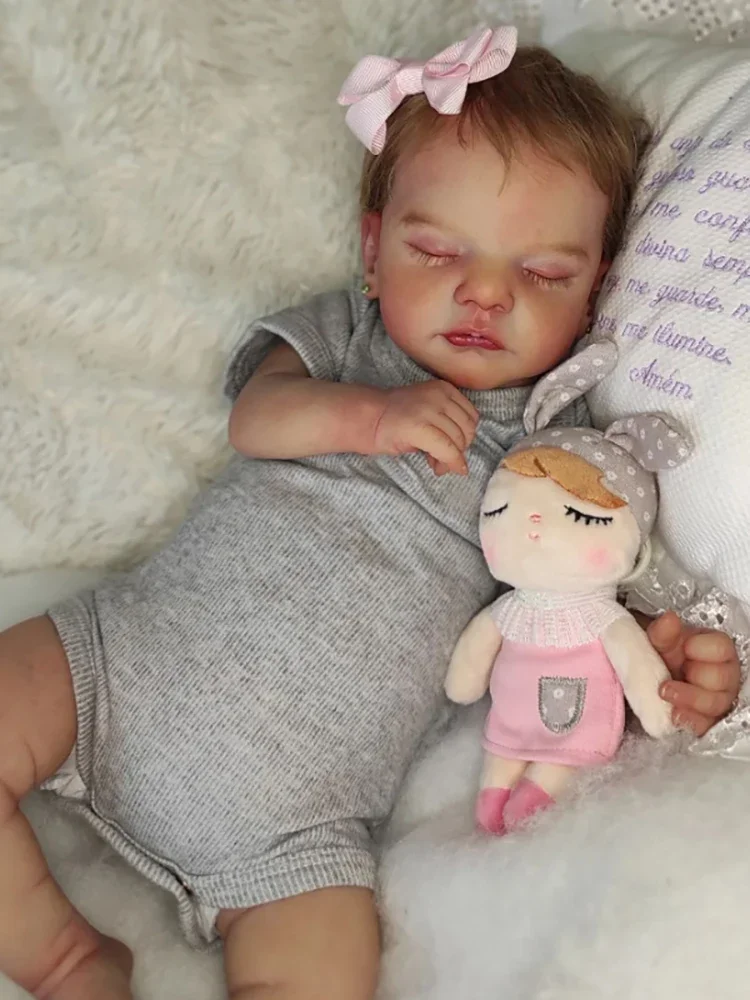 

45cm Finished Reborn Baby Doll Sam Lifelike 3D Skin Visible Veins Newborn Sleeping Doll Collectible Art Doll Gift For Girls