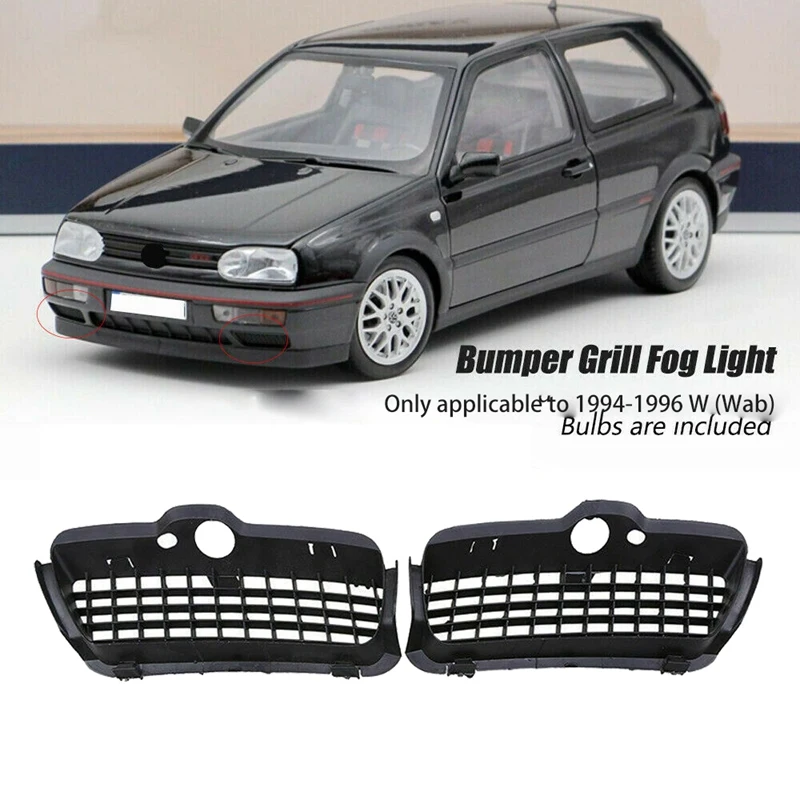 Car Front Bumper Fog Lights Grille Cover Fit For Golf MK3 Rabbit 1994 1995 1996 1H6853665A 1H6853666