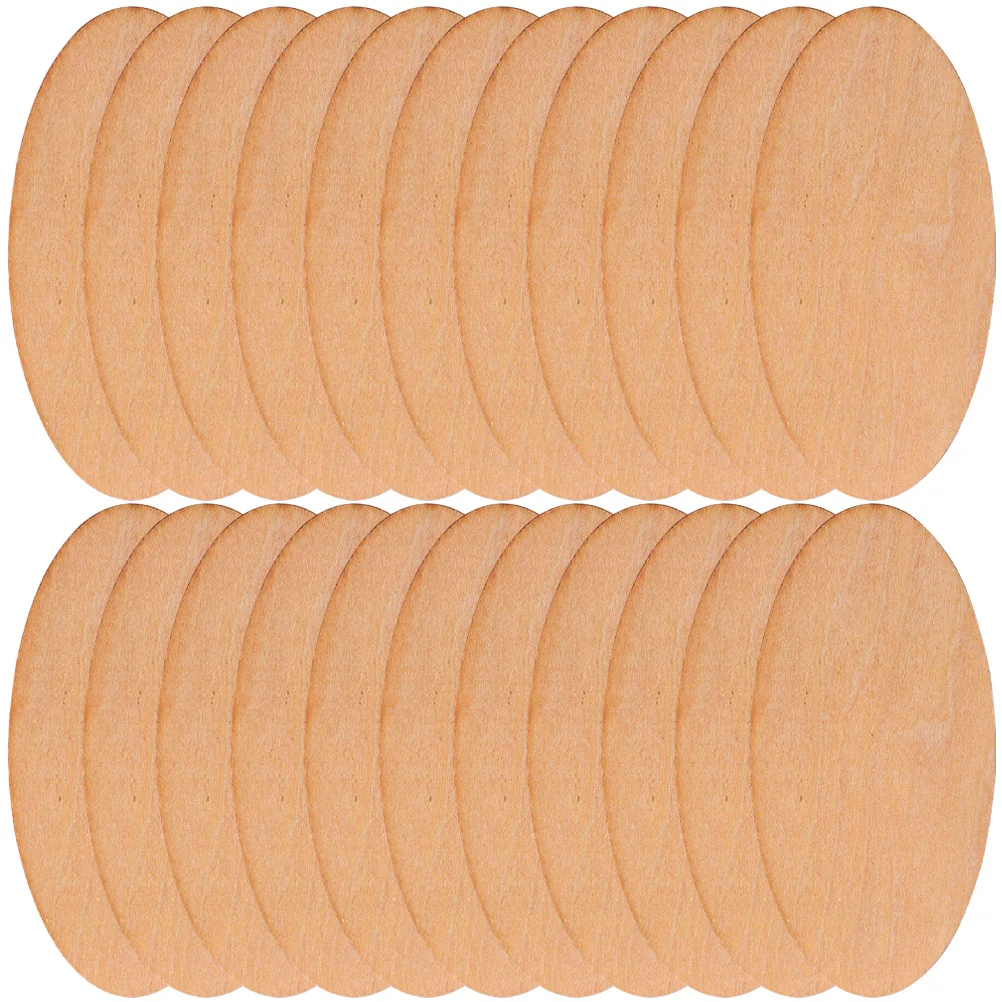 

50pcs Oval Slices Unfinished Blank Wooden Cutouts For Diy Crafts Durable Natural Wood Pieces Smooth Edges Craft Supplies For