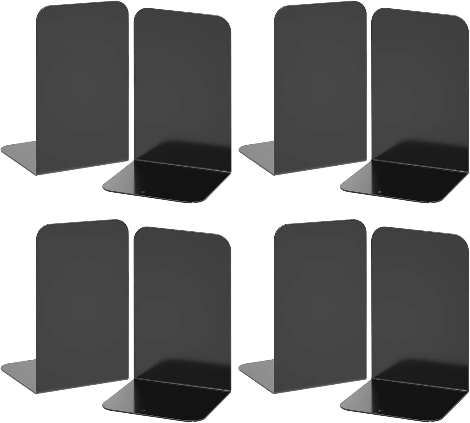 

Heavy Duty Metal Bookends 4 Pairs, Sturdy Black Book Stopper for Shelves, Non-Slip Book Dividers for Home Office