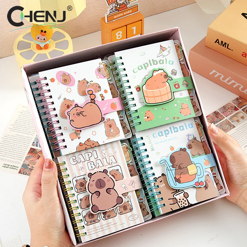 Cute Capybara Coil Book A7 Loose-Leaf Notebook Notepad Learn Stationery Planner Diary Weekly Planner School Supplies Gifts