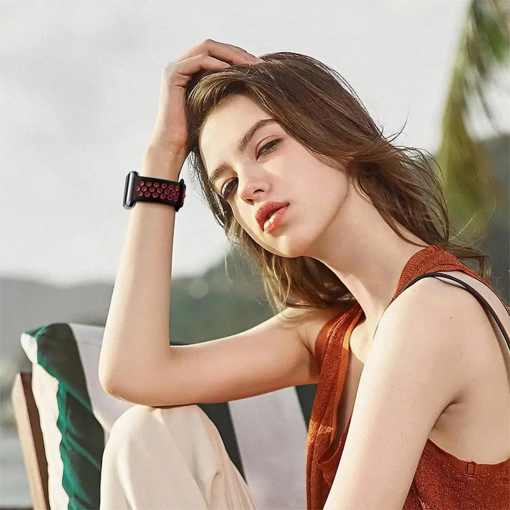 Силиконовый ремешок для Apple Watch Band 10 42 мм 46 мм серии 9 8 7 44/45 мм SE 6 5 4 38/40/41 мм для браслета NIKE iwatch ultra 2 49 мм