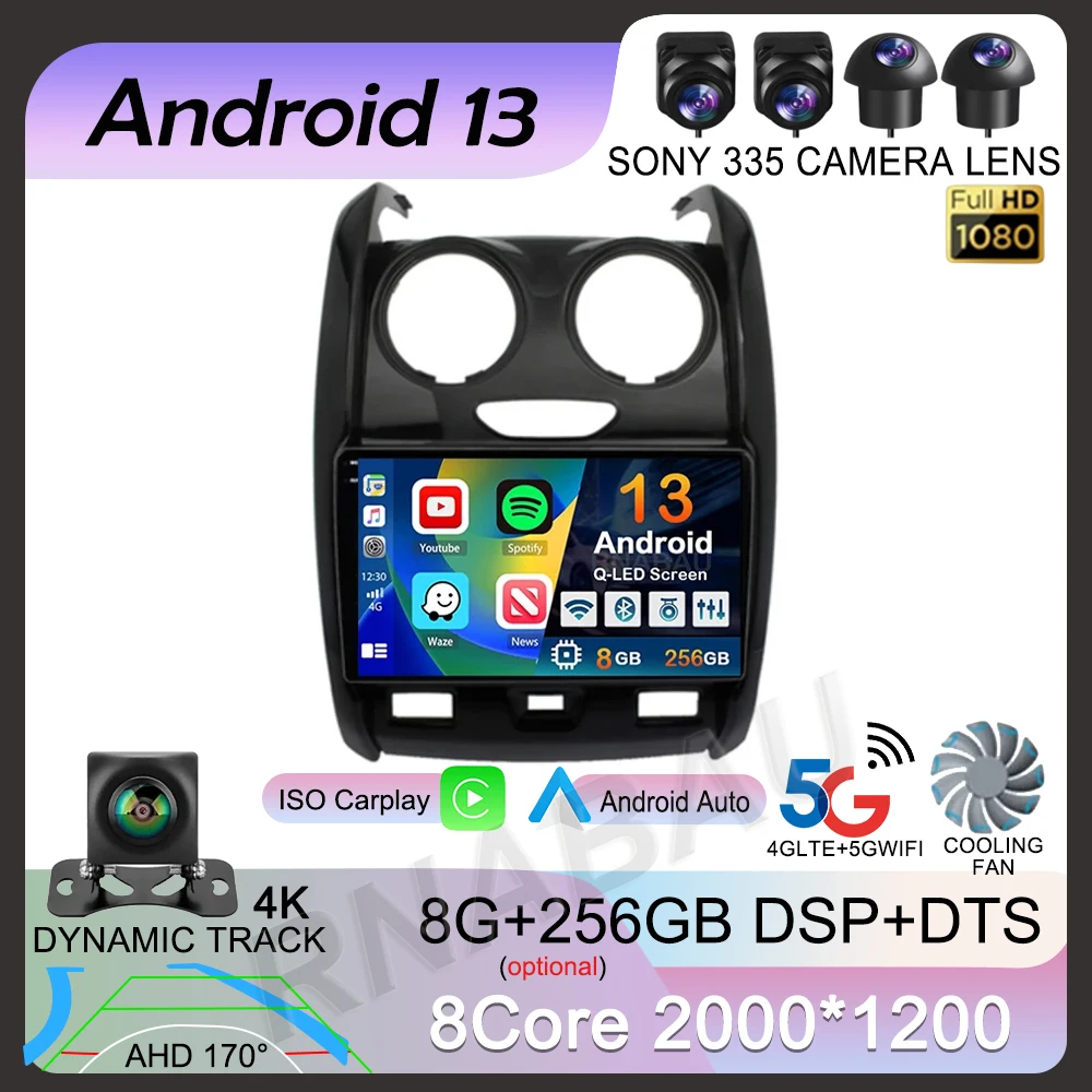 

Android 13 Carplay 4G+WIFI for Renault Duster 2015 2016 2017 2018 2019 2020 DSP Car Radio Multimidia Video Player GPS Navigation