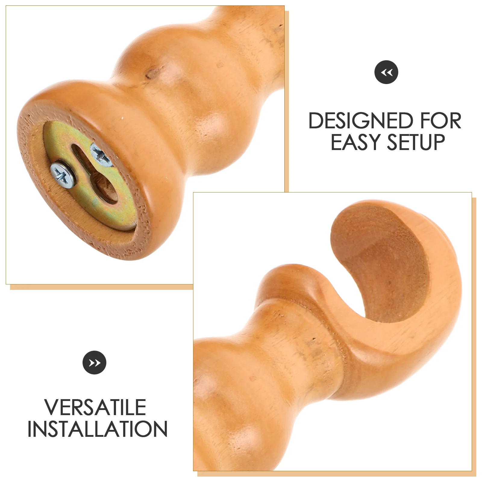 

Natural Wood Curtain Rod Brackets 28mm Opening Wall Mounted Drapery Rod Hangers,Decorative Roman Window Treatment Support Holder