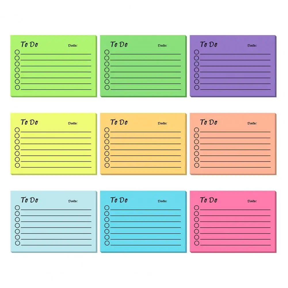 Smooth Surface Sticky Notes Colorful Organization 9pcs Super Sticky Planning Sticky Notes for Durable Office Notepad for Office