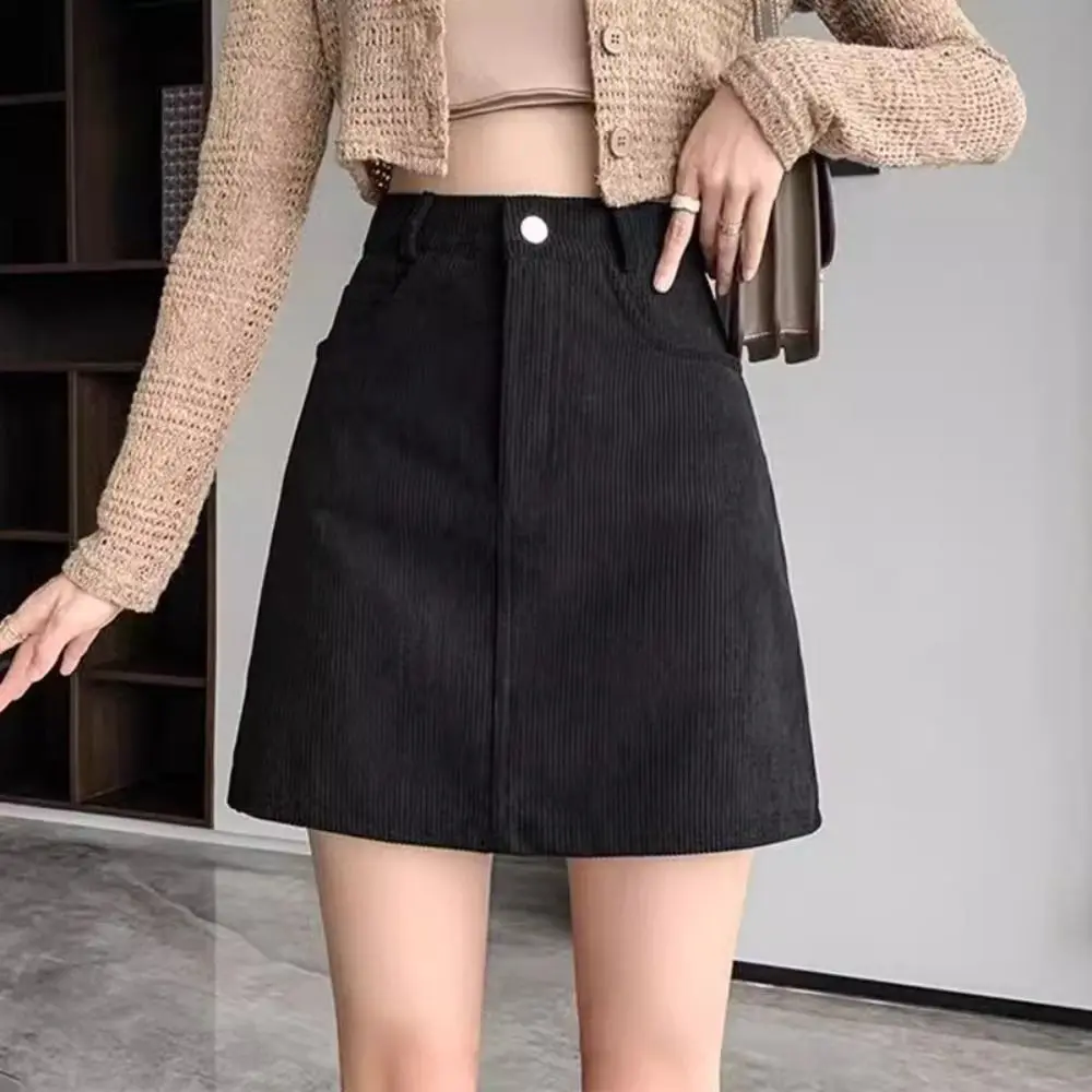 

High Waist Women Corduroy Skirt Spicy Girl Style Large Size A-line Short Skirt Velvet Autumn Winter Slim Fit Skirt Girls