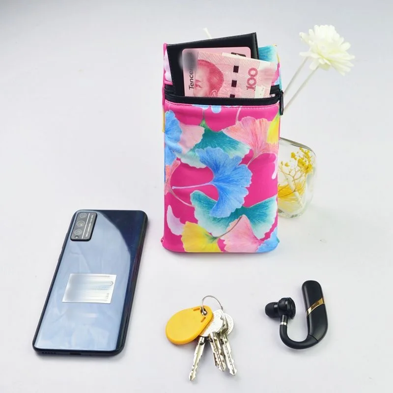 New Floral Women's Sports Wrist Wallet Zippered Phone Holder for Running Cycling Lightweight Polyester Coin Key Storage