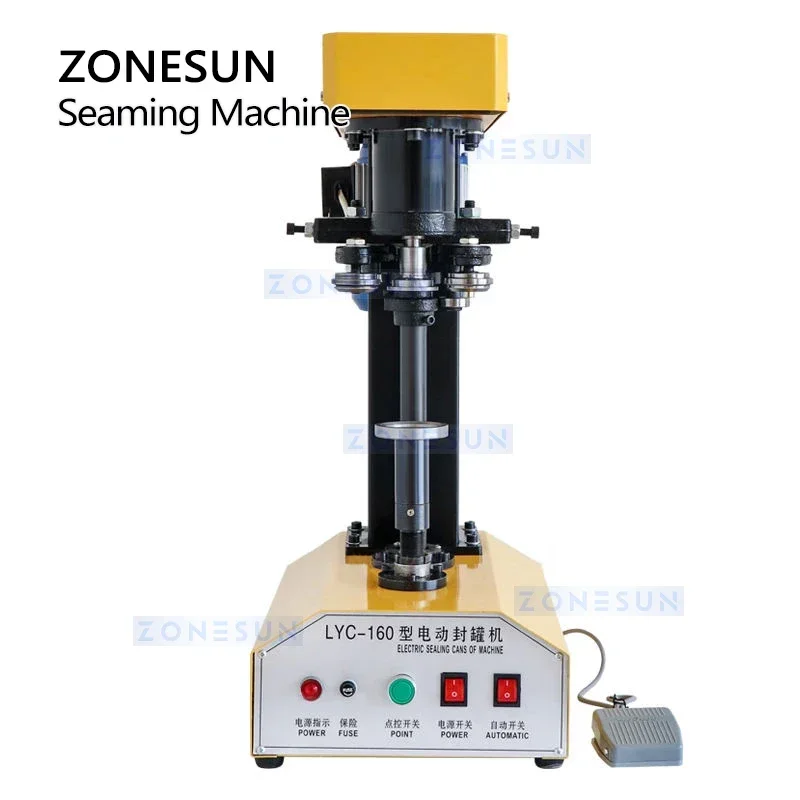 Picture 5: ZONESUN ZS-LYC160 Semi Automatic Can Seamer Machine Electric Tinplate Aluminum Soda Beer Cans Lid Sealing Capping Machine 110mm