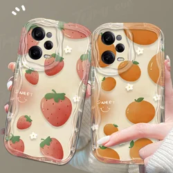 Strawberry Orange Fruit 3D Wave Case For Xiaomi Redmi Note 13 12 Pro Plus Turbo Speed 12S 11 11S 10 10S 9S 7 8 9 Pro Max Cover