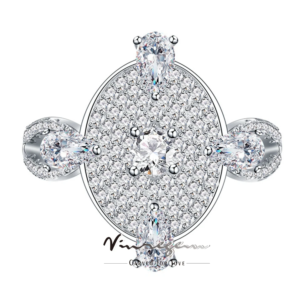 

Vinregem сверкающий овальный сапфир, драгоценный камень, 100% стерлинговое серебро 925 пробы, женские кольца для свадебной вечеринки, ювелирные изделия, оптовая продажа