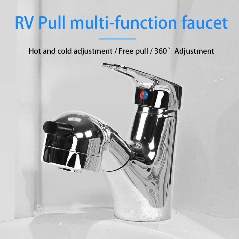 Telescopic Pulling Type Water Saving Cold and Hot Water Boat Trailer Caravan RV Bathroom Kitchen Faucet