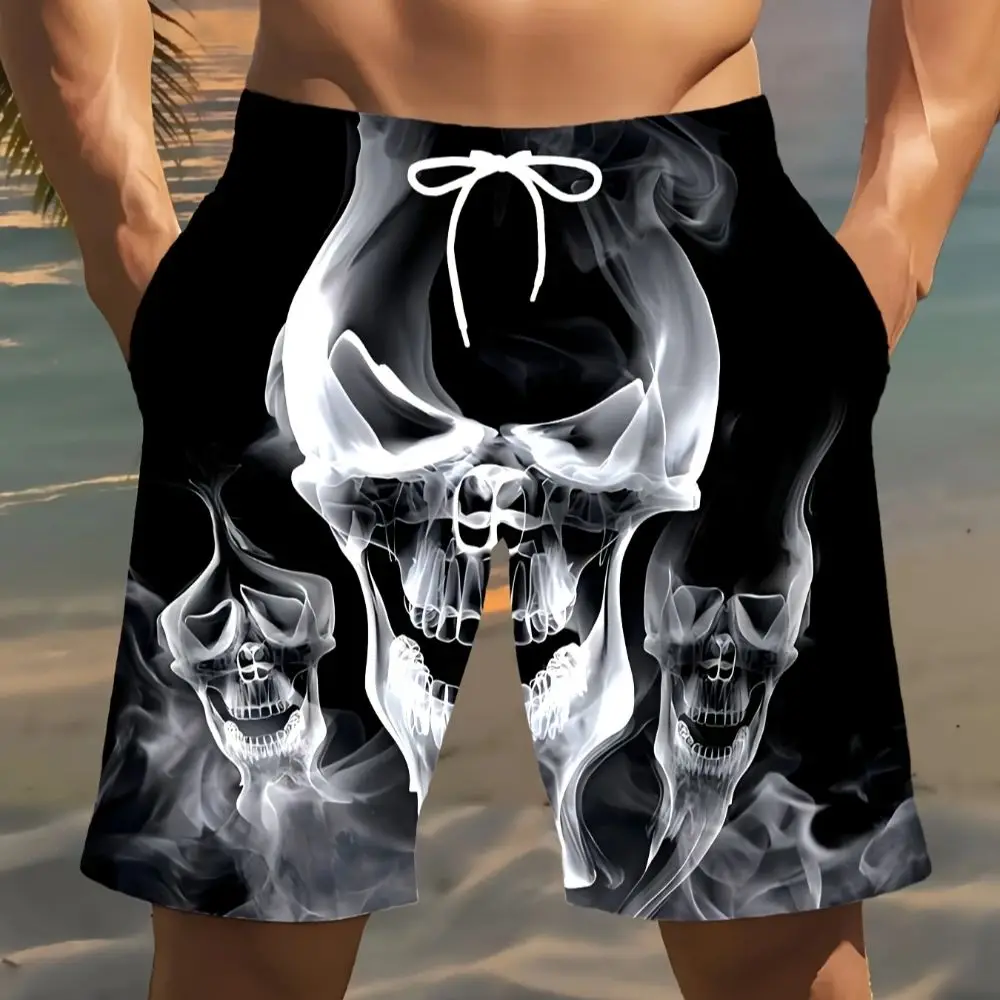 

Men's Fashion Skull 3D Printing Casual Comfort Shorts Moisture Wicking Outdoor Sports Shorts Tactical Shorts with Pockets