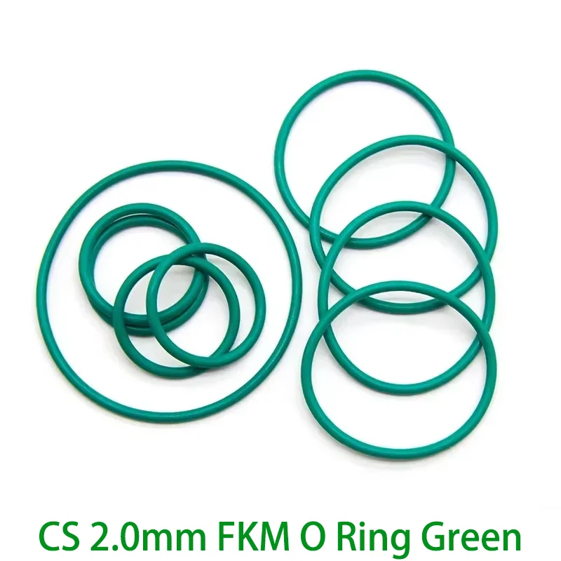 10/50pcs FKM O Ring Sealing Gasket CS 2mm OD 5~100mm Insulation Oil Resistant High Temperature Resistance Fluorine Rubber O-Ring