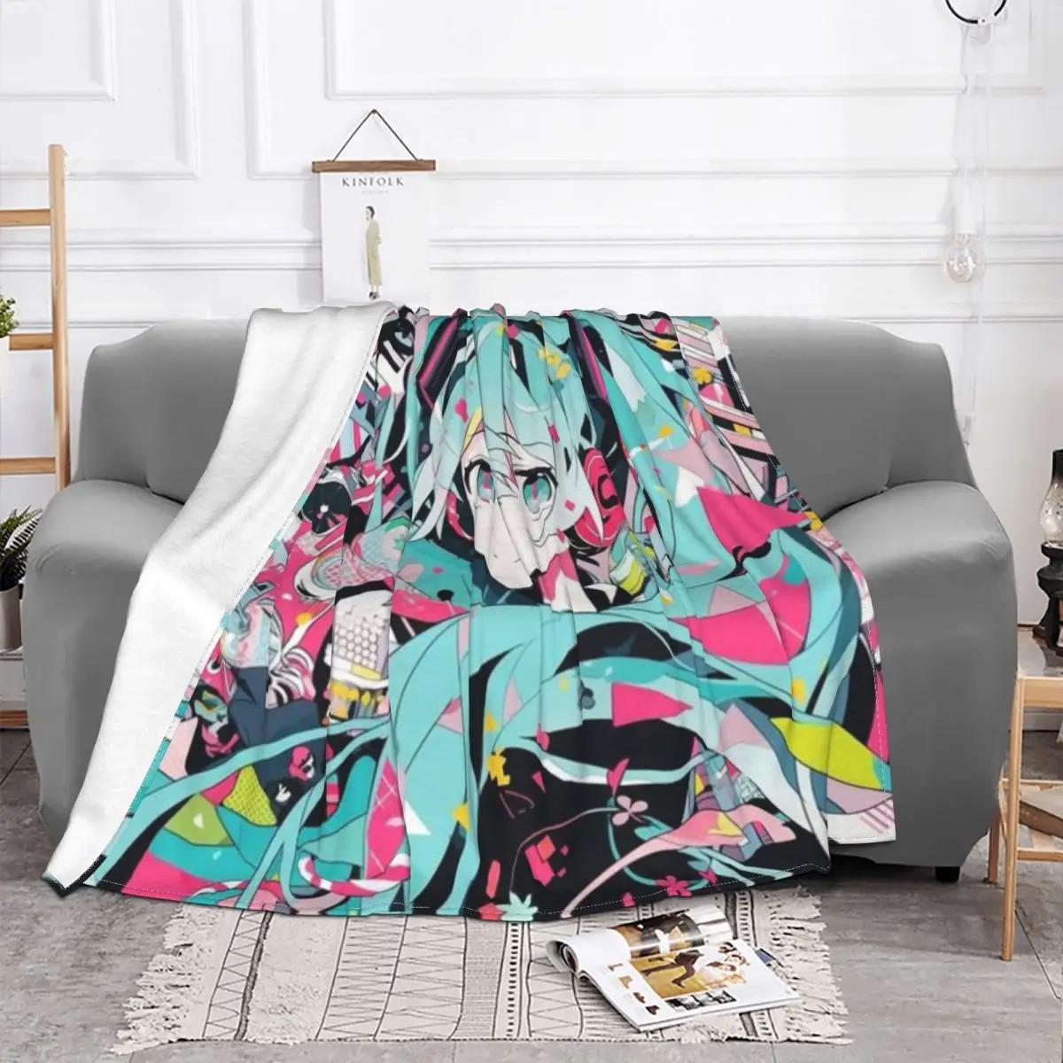 Coperta Hatsune Miku in velluto, accogliente e morbida coperta per divano letto