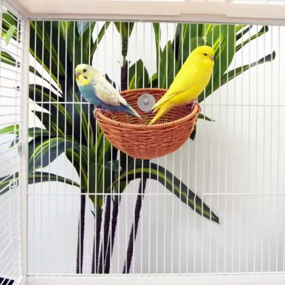 

Bite Resistant Imitation Woven Bird Nest Wear-resistant Breathable Hanging Bird House Wall Mount Bird Breeding Nest