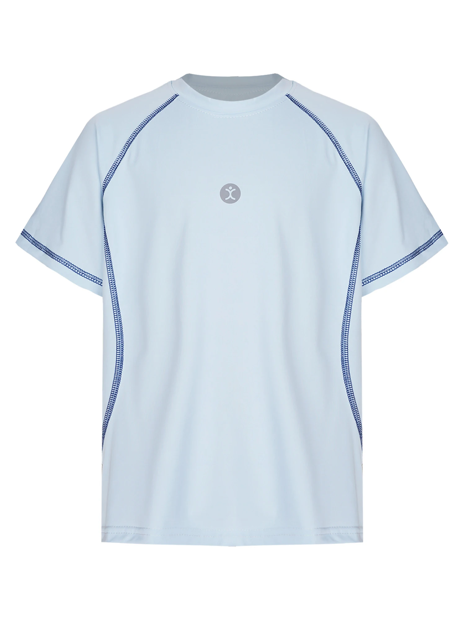 T-shirt per bambini e ragazzi per sport all'aria aperta, ad asciugatura rapida, girocollo, manica corta, con finiture a contrasto, traspirante per attività sportive all'aria aperta