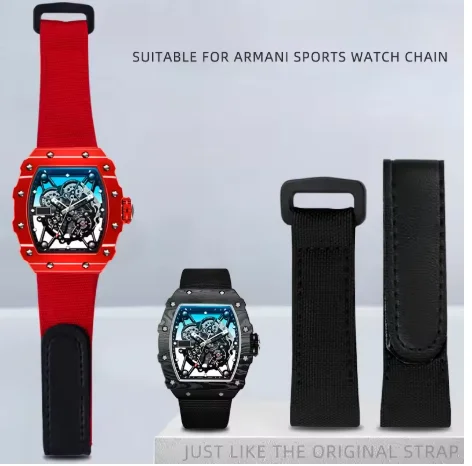 For Richard Mille Nylon Canvas 25mm 4 Stars Screwdriver Anti-Allergy Watchbands RM50 53 Series Replace Convenient Watch Strap