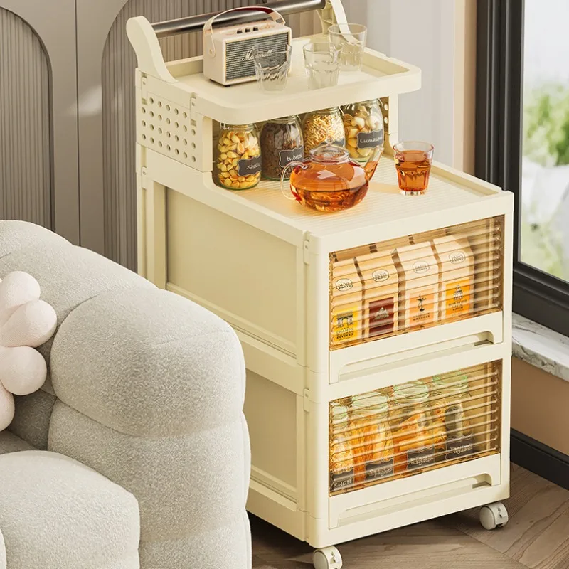 Trolley Rack, Living Room Storage Cabinet, Sundries Trolley, Simple Folding Sofa, Household Mobile Drawer Type
