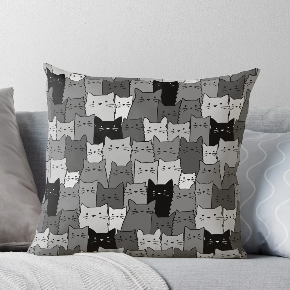 Silent Cats Monochromatic Throw Pillow Ornamental Pillow Pillowcases Cushion Covers Sofa