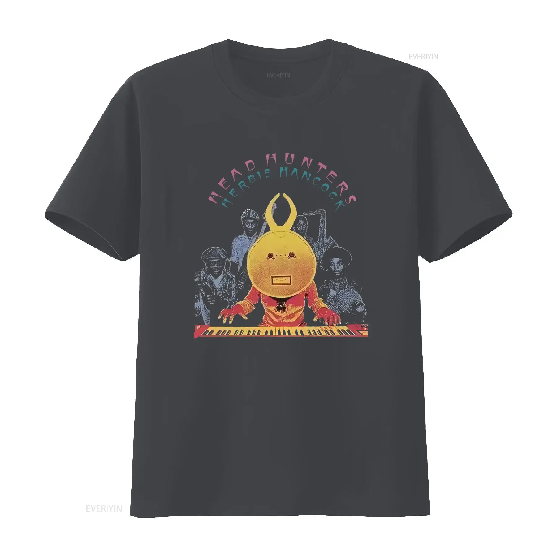 Vintage Herbie Hancock Headhunters Jazz Funk Bedrucktes T-Shirt Unisex 100% Baumwolle Retro Musik Streetwear Kurzarm-Shirt – Detail 4