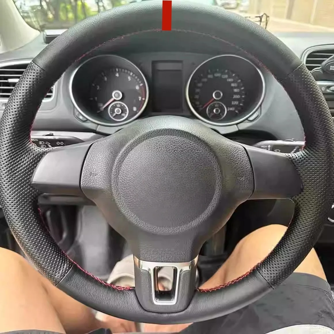 

DIY Black Faux Leather Breathable Car Steering Wheel Cover For Volkswagen Golf 6 Mk6 VW Polo Sagitar Bora Santana Jetta MK5