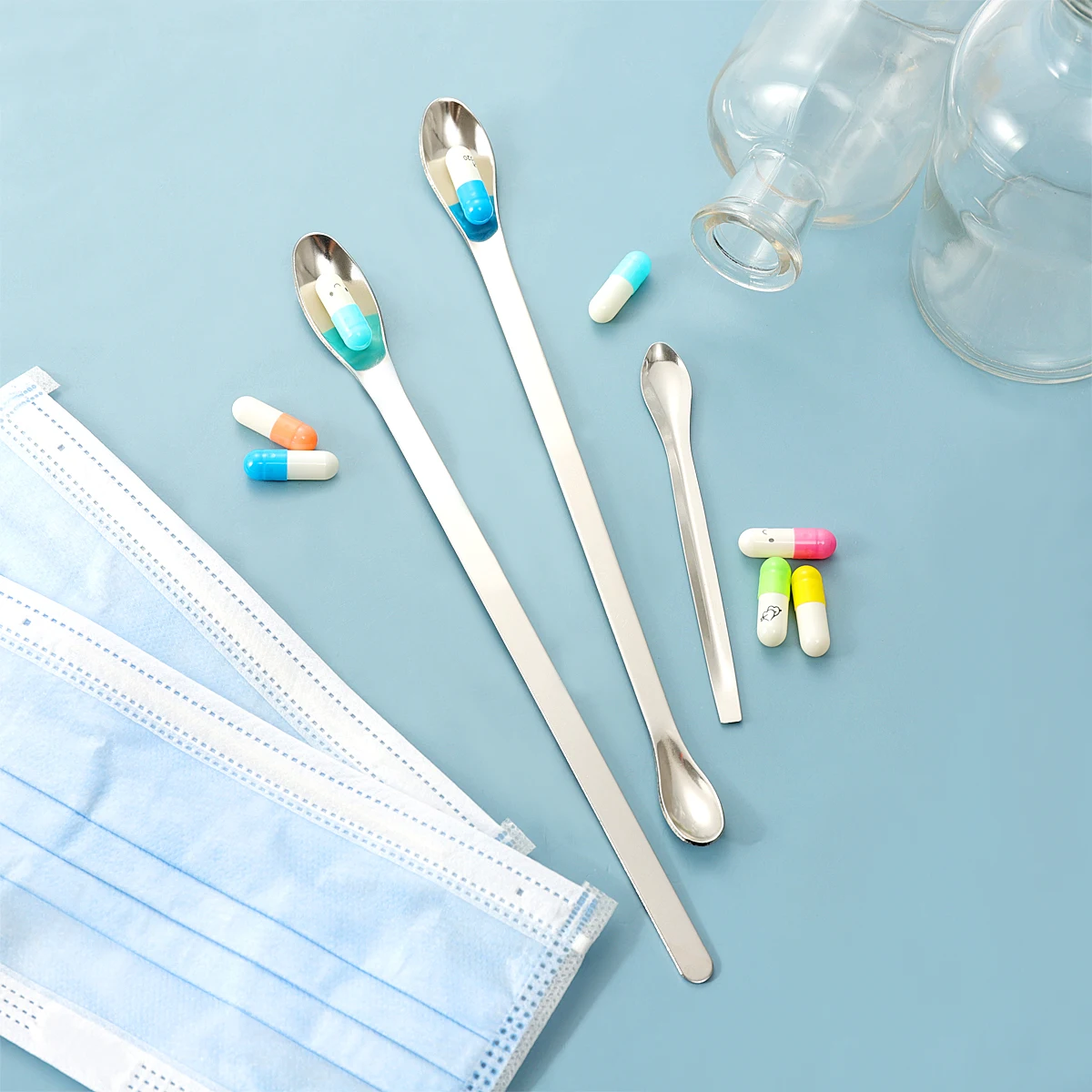 سميكة الطب ملعقة عشب مغرفة المعادن قياس الملاعق مختبر الثقيلة الفولاذ المقاوم للصدأ مقاومة للصدأ غسالة صحون آمنة سهلة