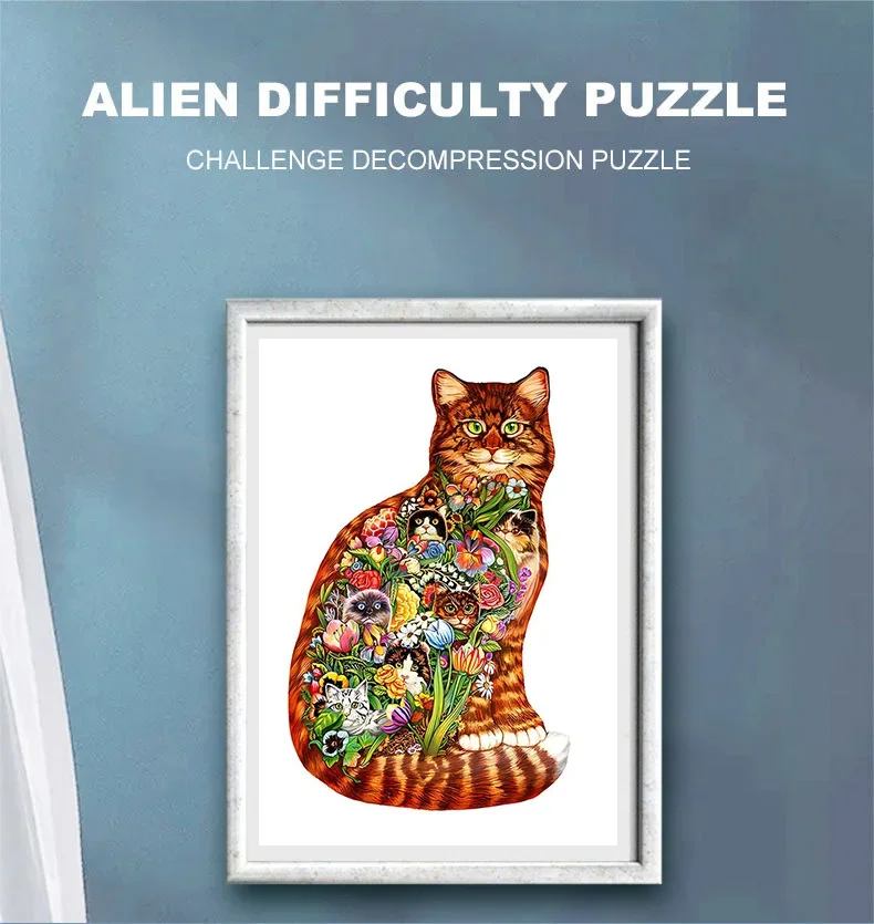 Holz Lernspiele Tier Puzzle Puzzle für Erwachsene versteckte Katzen Puzzle DIY Weihnachts geschenk interaktive Spiele Lernspiel zeug