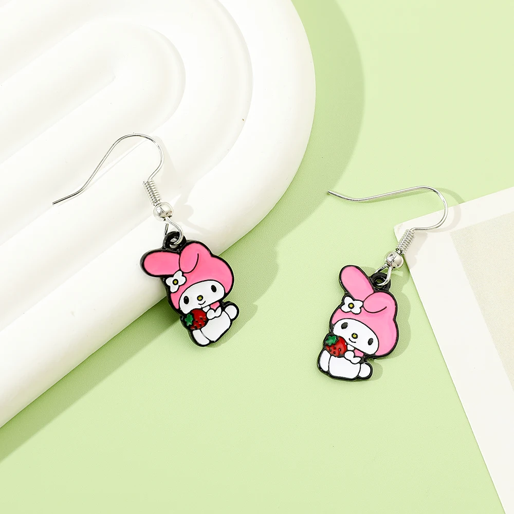 Anime Sanrio Kuromis Pendent Earrings Cartoon Cute Alloy Hook Earrings Minimalist Fashion Accessories Student Jewelry Gift