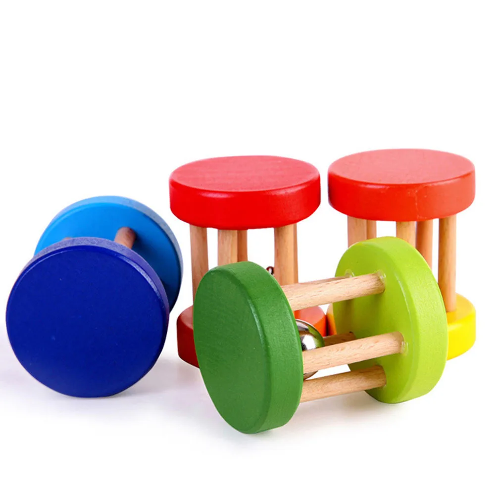 4 stuks houten rammelaars hoge kwaliteit huidvriendelijke baby handrammelaars educatief babyspeelgoed met gladde randen willekeurige kleur