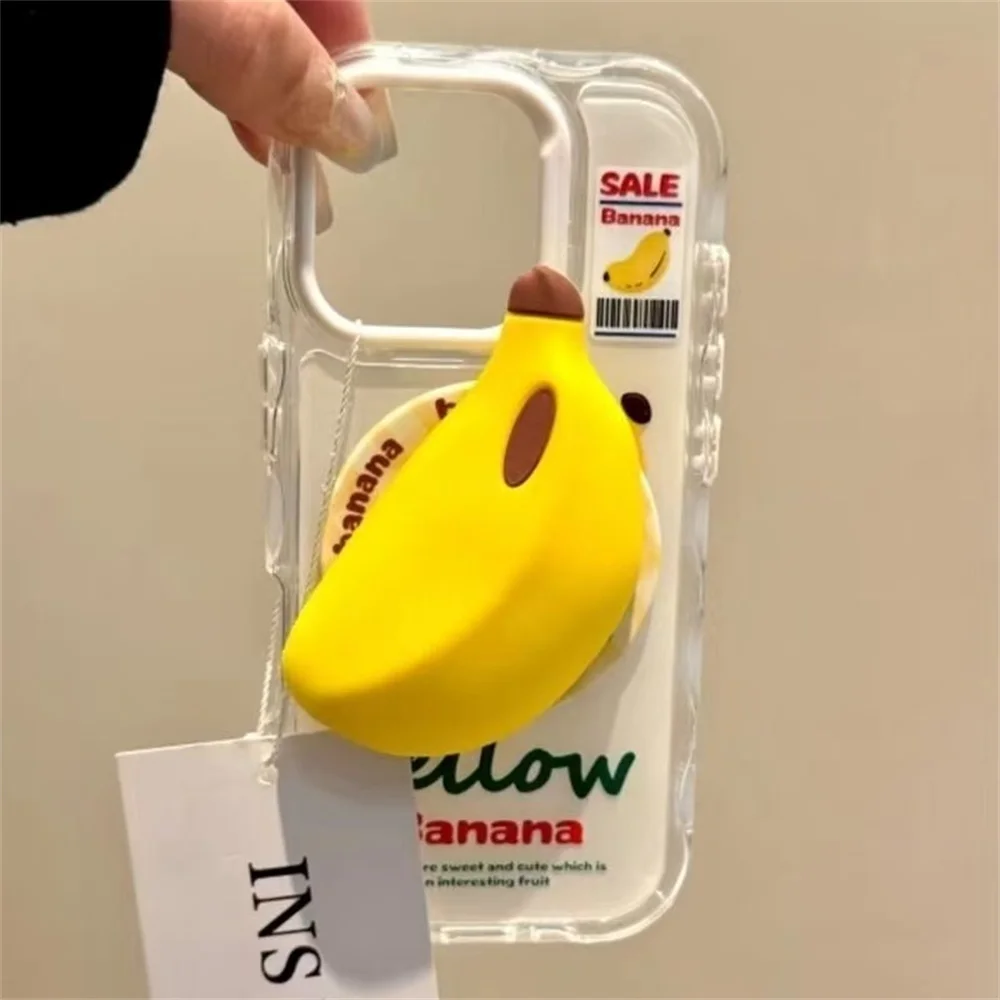 

Japan Korean Cute 3D Banana for Magsafe Magnetic Phone Griptok Grip Tok Stand for IPhone 17 16 Wireless Charging Case Holder