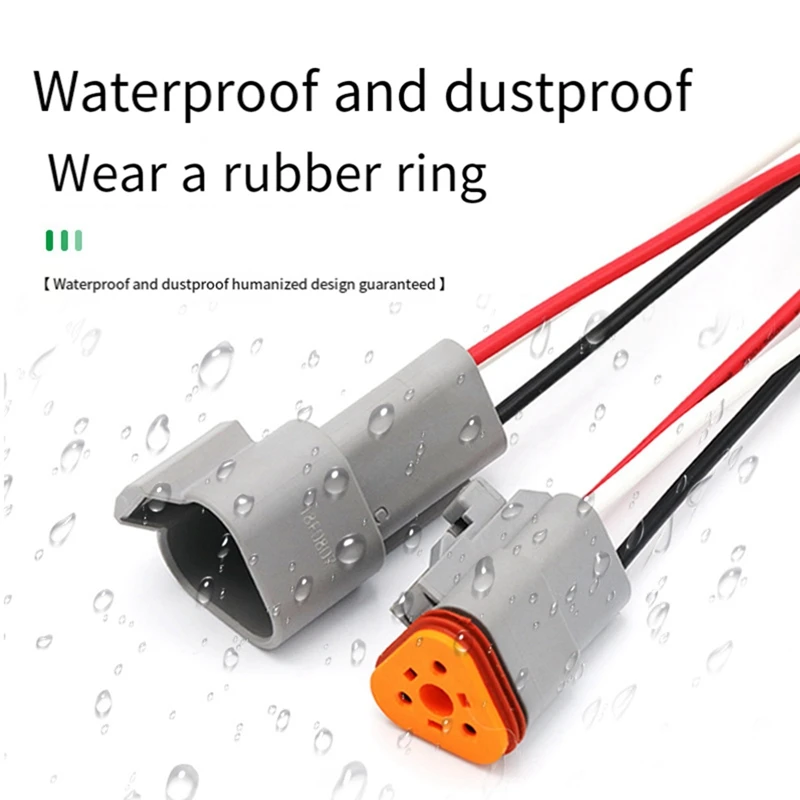 For Deutsch Automotive Waterproof Connector With Wire Sheath Harness Connector, 3-Hole With Wire