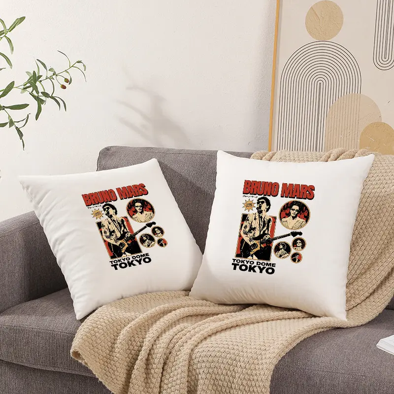 Bruno Mars World Tour 2026 Fan Gift Pillowcase Printed Polyester 40/45/50cm Throw Pillowcover Decorative Sofa Cushion Pillowslip