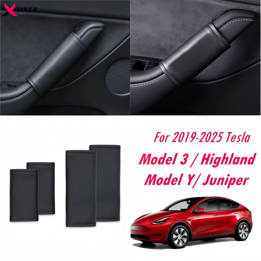 

For Tesla 2019-2025 Model Y / Juniper Model 3 / Highland Grab Handle Covers Inside Door Handle Protector Anti-Scratch Accessory