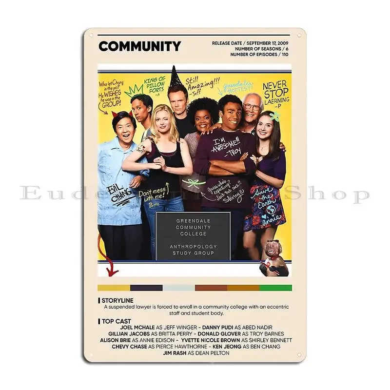 Community Tv Show Poster 16x20 Wall Art Room Decor Metal Plaque Designer Design Cinema Wall Cave Printing Tin Sign Poster