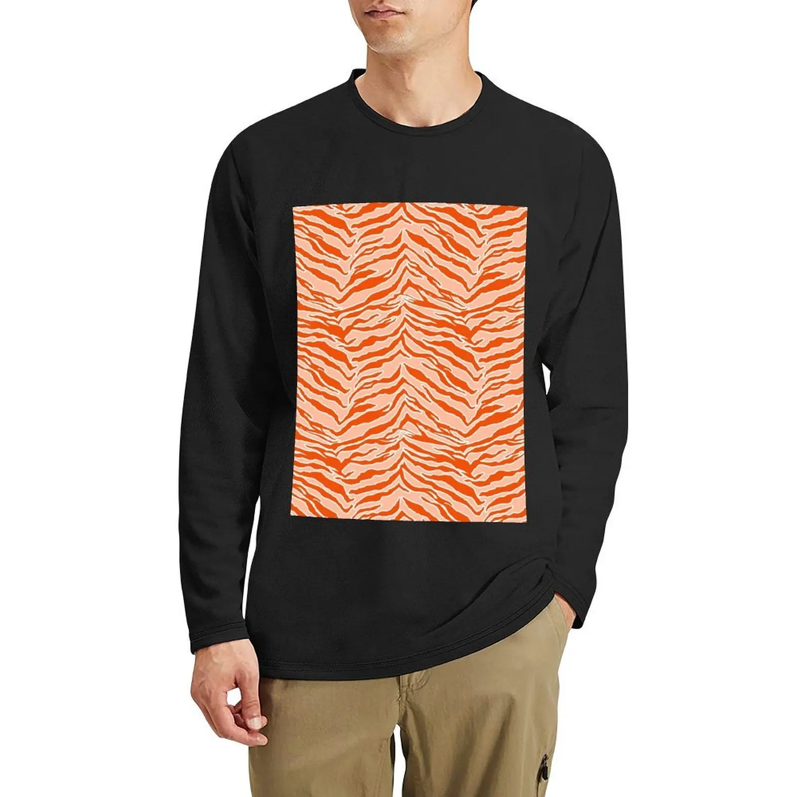 

Tiger Print - Orange Long T-Shirt sports fan t-shirts tees oversized t shirts aesthetic clothes sweat shirts, men