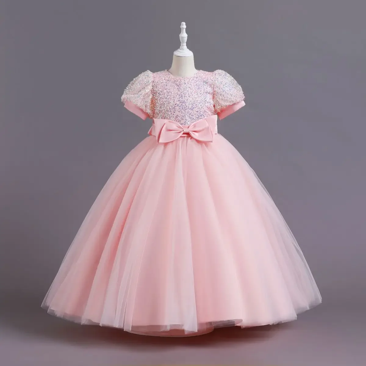 Girls Birthday Princess New Mesh Gown Dress Hostess Performance Annual Gown Dress Wholesale Children's Party Dresses