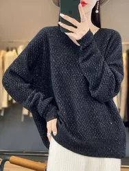 Women's Soft Waxy Pure Cashmere Sweater, V-Neck, Loose, Lazy Wind, Knitted Bottoming Shirt, European Goods, 100%