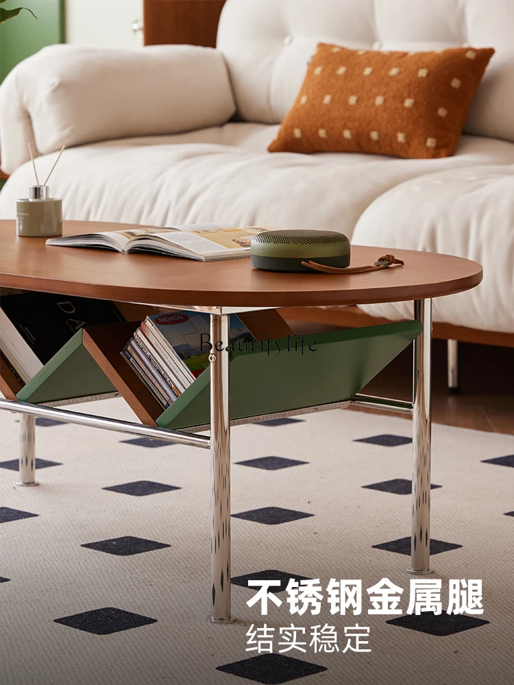 الرجعية الخشب الصلب شقة صغيرة جديدة غرفة المعيشة طاولة القهوة المنزل أريكة طاولة شاي طاولة التخزين #3