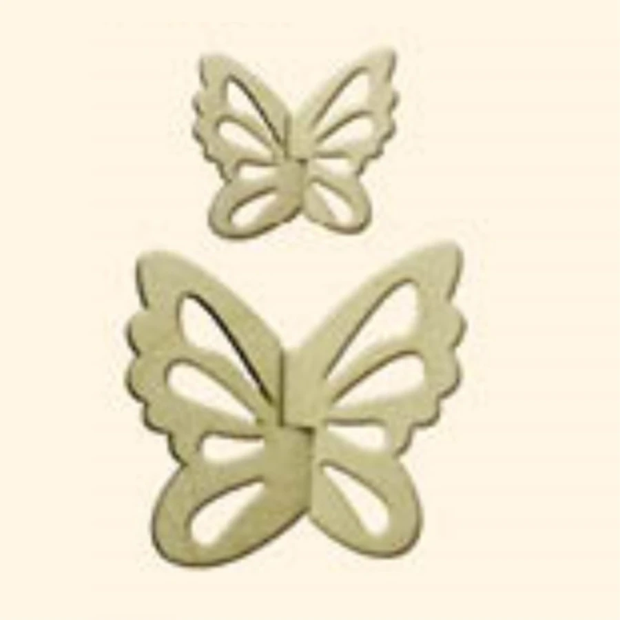 KD316 Butterflies 2li Set Wooden Package Ornament, Unpainted Wooden Ornament