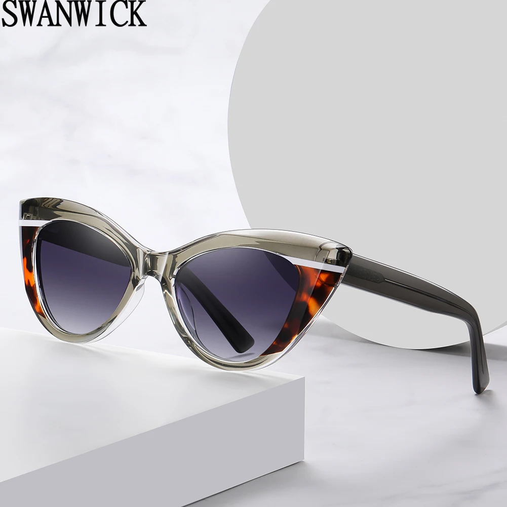

Swanwick TR90 cat eye sunglasses retro acetate polarized sun glasses for women outdoors black blue summer style 2024 female