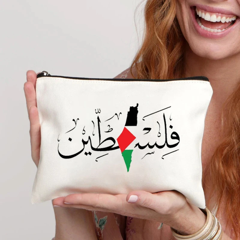 Knife-shaped Printed Canvas Zipper Pouch Lipstick Perfume Skin Care Product Cosmetic Bag Organizer Sundries Storage Pencil Case