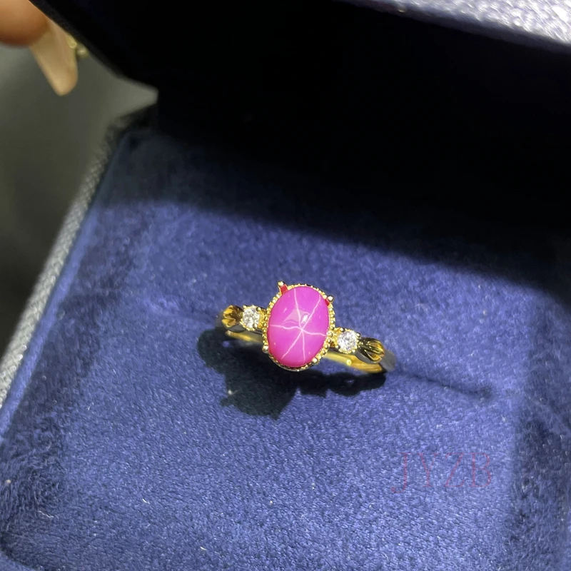 

Fine Jewelry Real natural Star Red Ring S925 Silver Fashion Silver Ring women's engagement ring