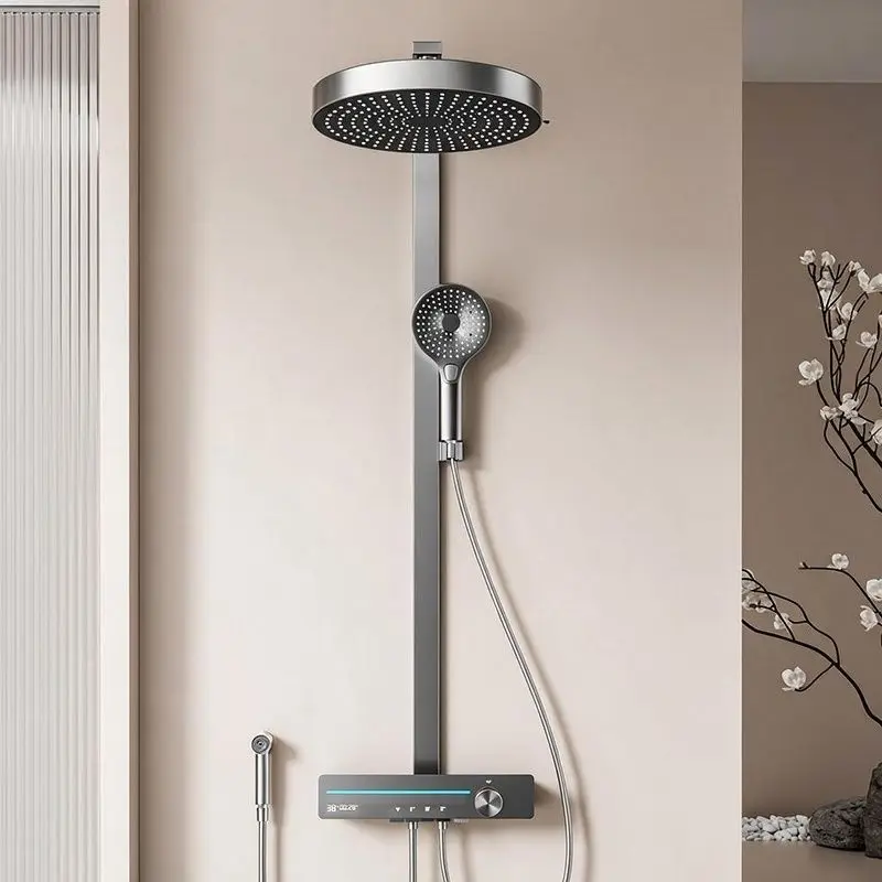Smart Thermostatic Shower Shower Set, Full Set of Household Pressurized Oversized Storage Table
