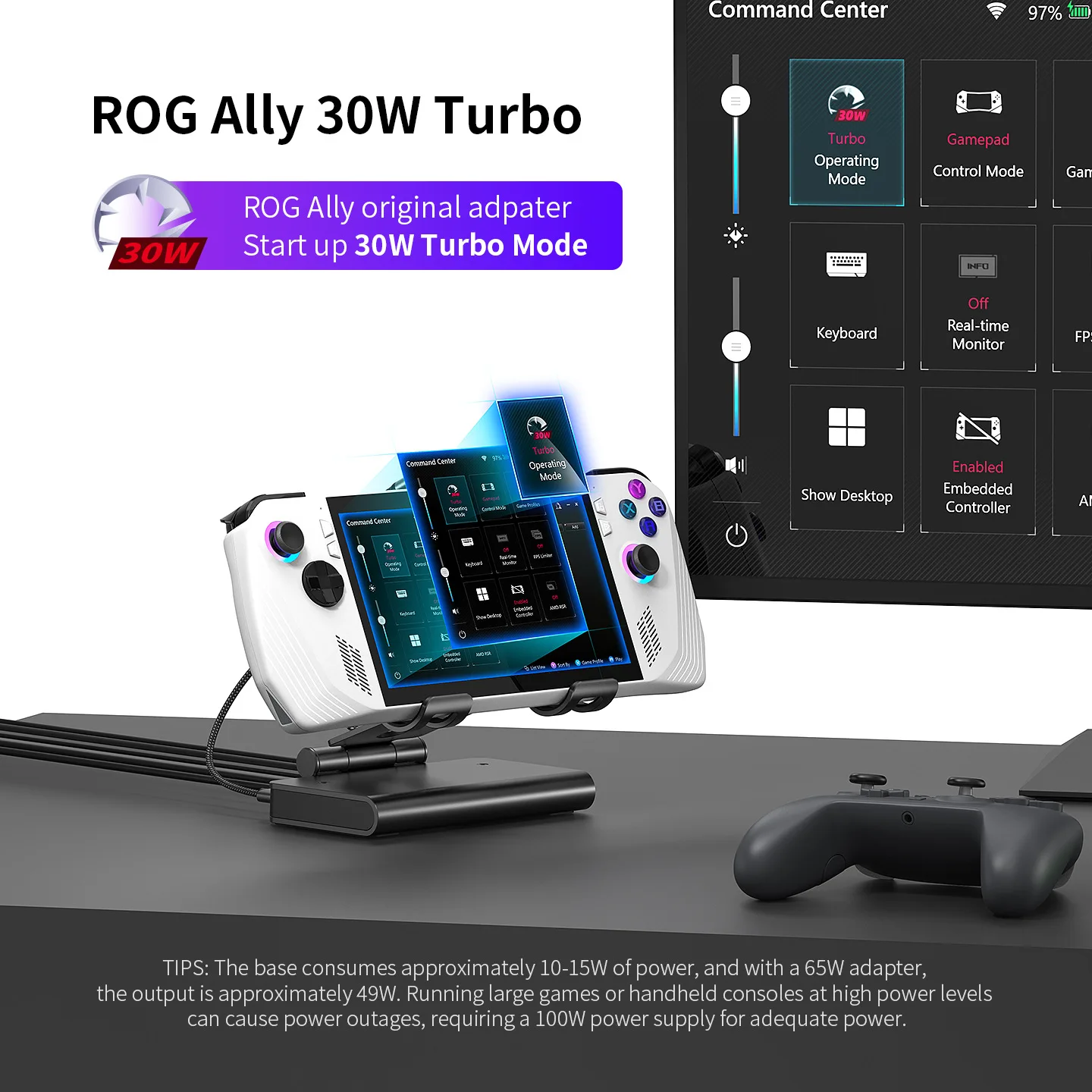 Legion Go Dock with Cooling Fan 4K 144Hz HDMI Aluminum Stand 100W Charging 3-Speed Magnetic for Lenovo Legion GO Accessories